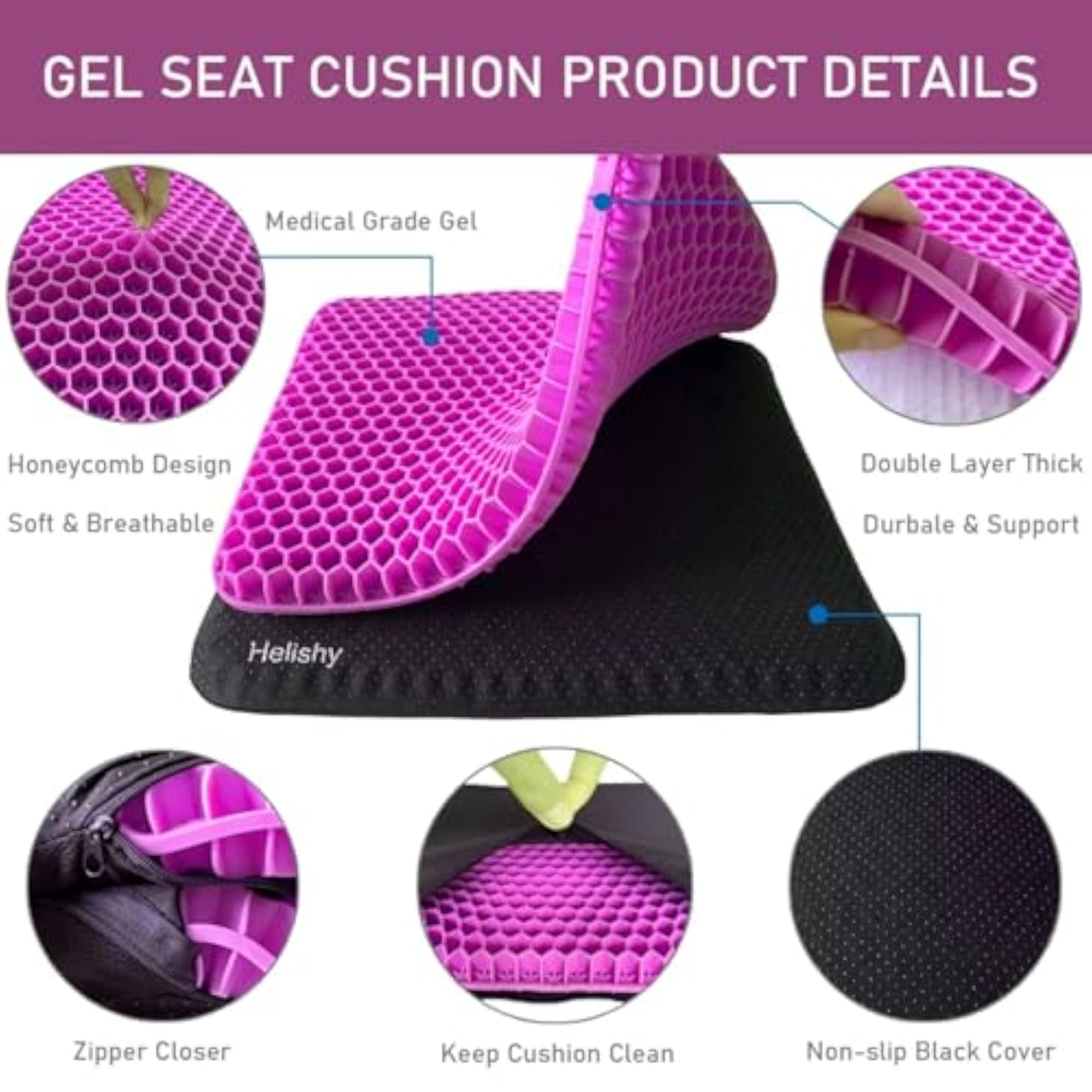 Double Thick Gel Seat Cushion for Long Sitting Comfort